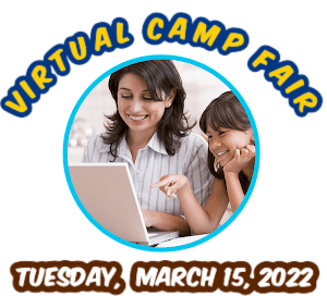 Mom and daughter from Los Angeles, sitting together in front of the computer finding a great summer camp together at the Los Angeles Virtual Summer Camp Fair on Thursday, March 10, 2022