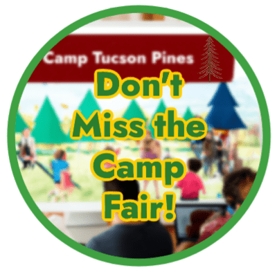 Picture made by AI of Camp Tucson Pines' virtual camp fair booth.